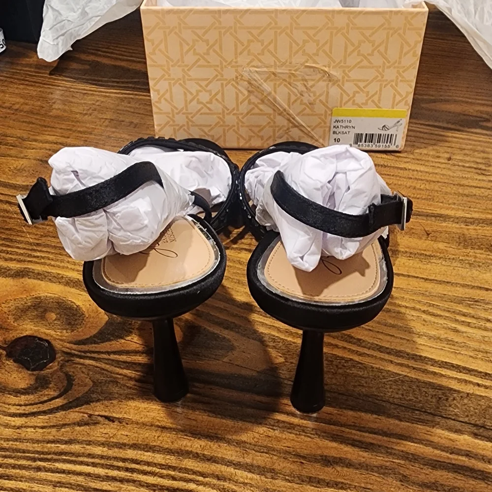 Jewel Badgley Mischka Kathryn Bejeweled Stiletto Sandal Black Size 10 NWT - Picture 5 of 8